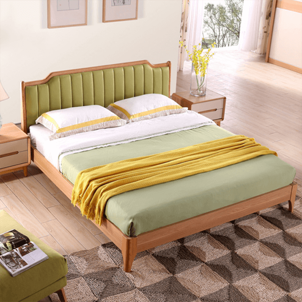 Giường ngủ gia đình gỗ sồi bọc da cao cấp GHS-9056