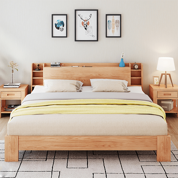 Giường ngủ gỗ tự nhiên tiện dụng cho gia đình GHS-9019