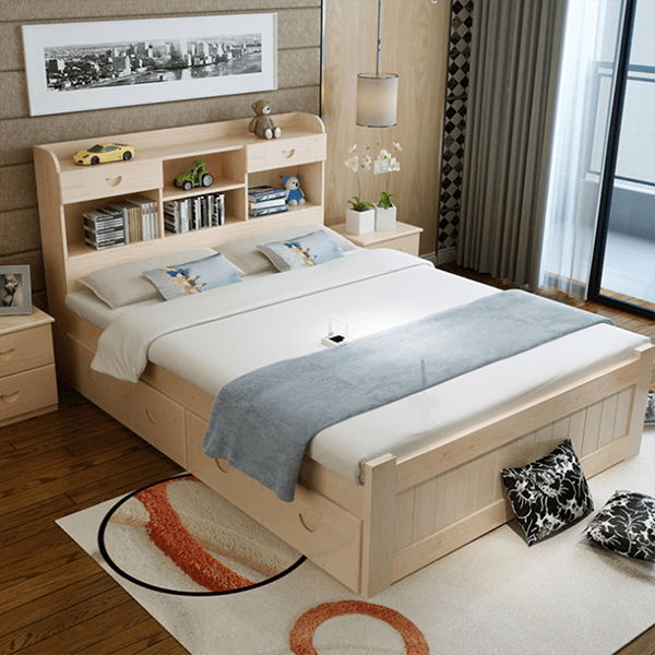 Mẫu giường ngủ đẹp gỗ tự nhiên GHS-973-2