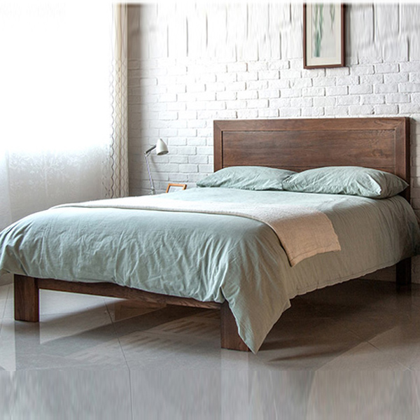 Giường ngủ gỗ sồi bấm màu hạt dẻ GHS-964