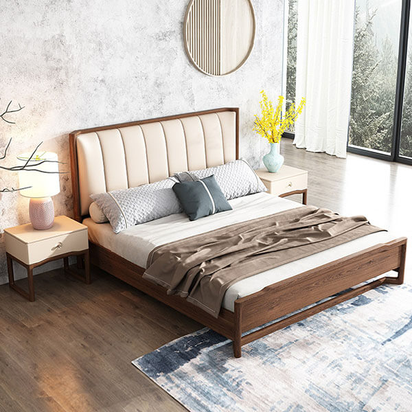 Giường ngủ gỗ sồi bọc da cao cấp hiện đại GHS-971