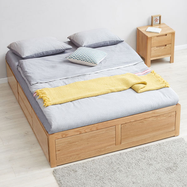 Giường ngủ gỗ sồi tự nhiên phong cách Nhật GHS-953